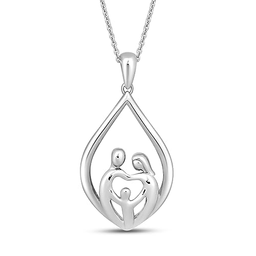 Family Necklace with Parents and Child in Sterling Silver