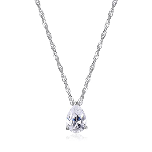 Cubic Zirconia Diamond Teardrop Necklace - 925 Silver
