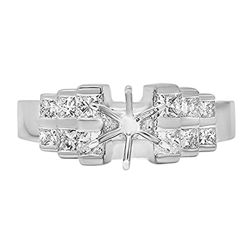 White Diamond Princess Semi Mount Engagement Ring 14K