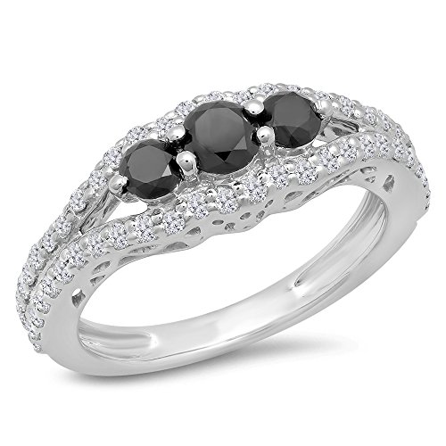 1.25 ctw Black & White Diamond 3 Stone Ring
