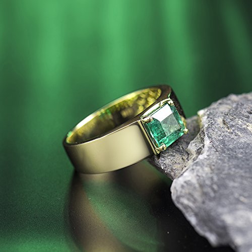 Men's Gold Emerald Ring with Diamonds - Father's Day
