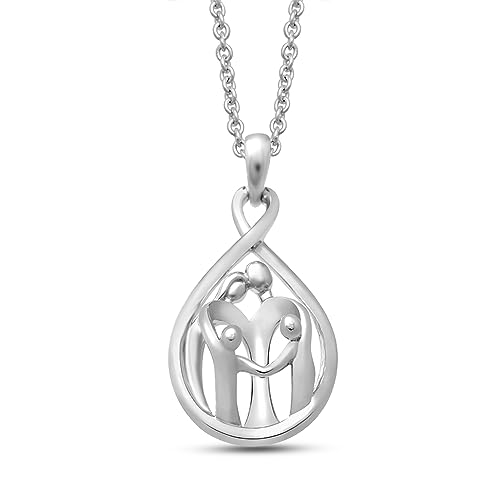 Sterling Silver Family Necklace with Parent and Two Children