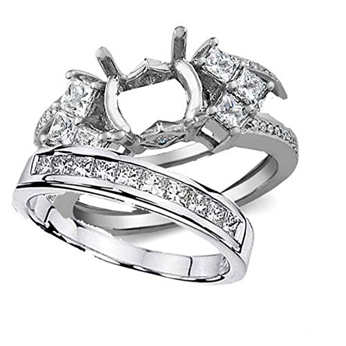 Dazzlingrock Princess & Round Diamond Bridal Semi Mount