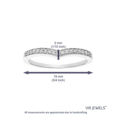 VIR JEWELS Diamond V Shape Wedding Band, 14K White Gold, Size 7
