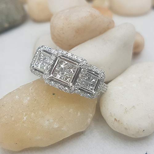 1.25 CTW Diamond 3-Stone Engagement Ring, White Gold