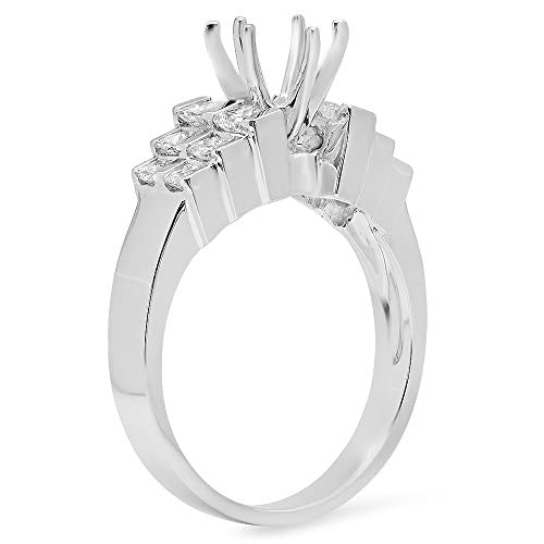 White Diamond Princess Semi Mount Engagement Ring 14K