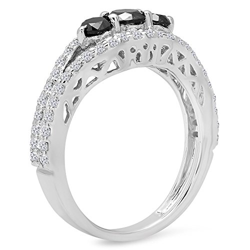 1.25 ctw Black & White Diamond 3 Stone Ring