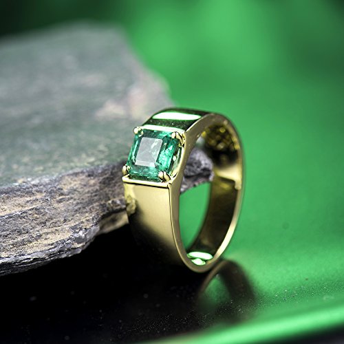 Men's Gold Emerald Ring with Diamonds - Father's Day
