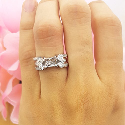 Dazzlingrock Princess & Round Diamond Bridal Semi Mount