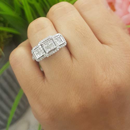 1.25 CTW Diamond 3-Stone Engagement Ring, White Gold