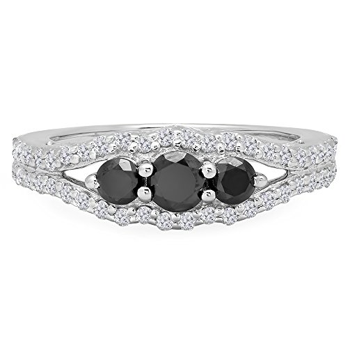 1.25 ctw Black & White Diamond 3 Stone Ring