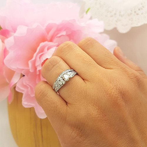 Vintage White Diamond Solitaire Wedding Ring Set 1.00ct