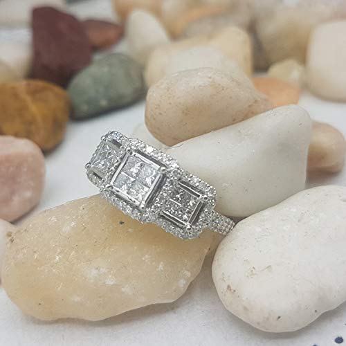 1.25 CTW Diamond 3-Stone Engagement Ring, White Gold