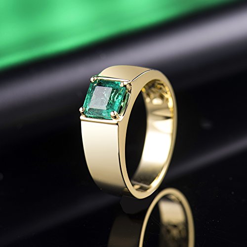 Men's Gold Emerald Ring with Diamonds - Father's Day