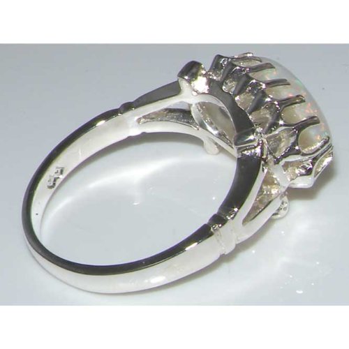 925 Sterling Silver Opal Solitaire Ring - Size 6
