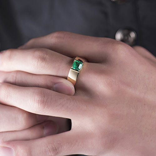 Men's Gold Emerald Ring with Diamonds - Father's Day