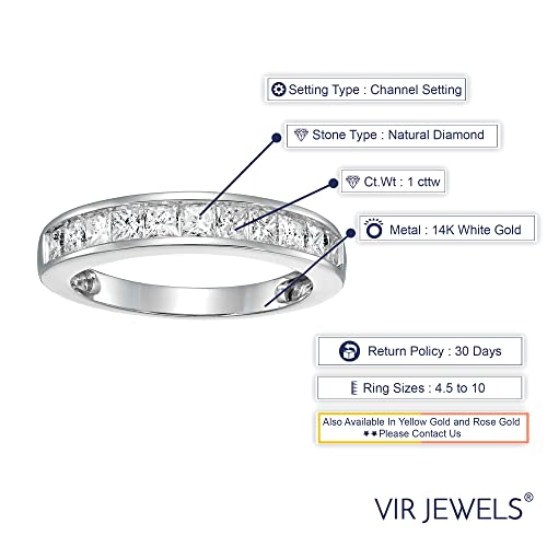 VIR JEWELS 1ctw Princess Cut Diamond Wedding Band