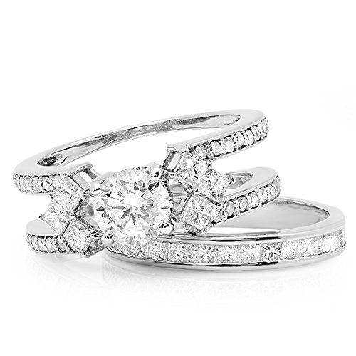 Dazzlingrock Princess & Round Diamond Bridal Semi Mount