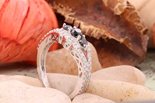 1.25 ctw Black & White Diamond 3 Stone Ring