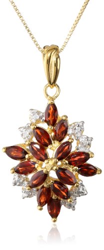 Garnet January Birthstone Necklace with Diamond-Accented Pendant