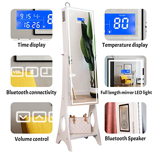 KEDLAN Bluetooth Jewelry Armoire with Lighted Mirror & Storage