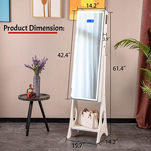 KEDLAN Bluetooth Jewelry Armoire with Lighted Mirror & Storage