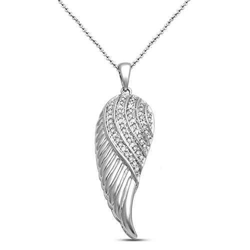 Sterling Silver Angel Wing Pendant with White Diamonds