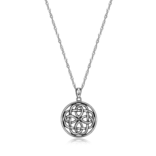 Celtic Knot Medallion Pendant Necklace, 18" Silver Jewelry