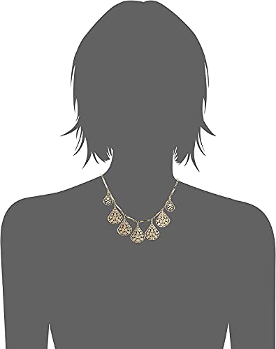 Gold-Tone Filigree Teardrop Adjustable Collar Necklace