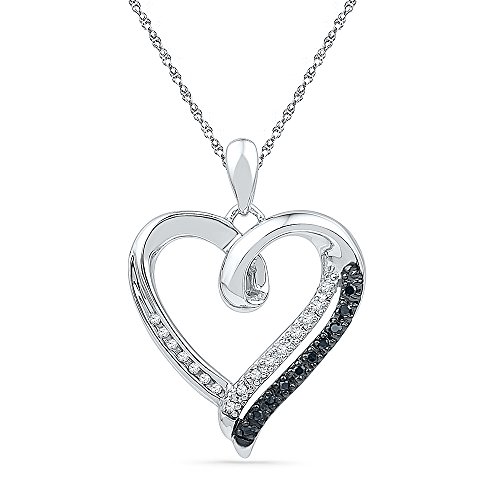 Heart Pendant with Black & White Diamond Accents