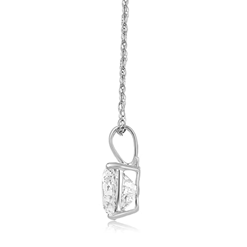 Princess Cut Cubic Zirconia Pendant Necklace, White Gold