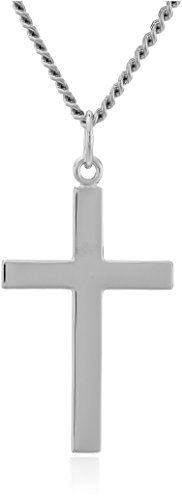 Men's Sterling Silver Polished Cross with Lord's Prayer