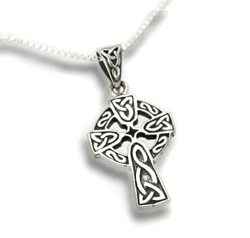 Sterling Silver Celtic Knot Sun Cross Pendant Necklace