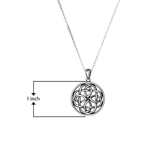 Celtic Knot Medallion Pendant Necklace, 18" Silver Jewelry
