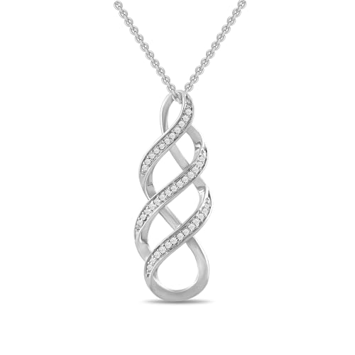 Women's Sterling Silver Diamond Twist Pendant Necklace, 18