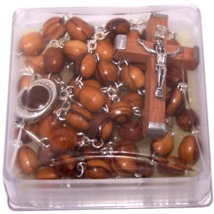 Olive Wood Rosary with Soil from Bethlehem Market