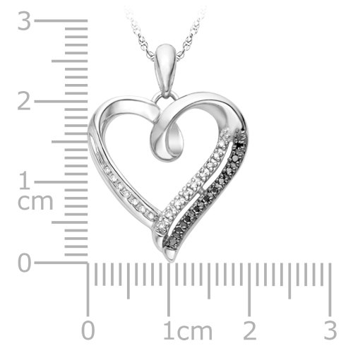 Heart Pendant with Black & White Diamond Accents