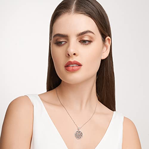 Celtic Knot Medallion Pendant Necklace, 18" Silver Jewelry
