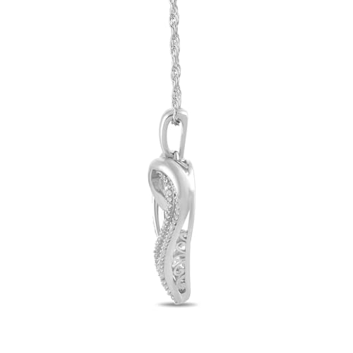 Women's Sterling Silver Diamond Heart Pendant Necklace - 18