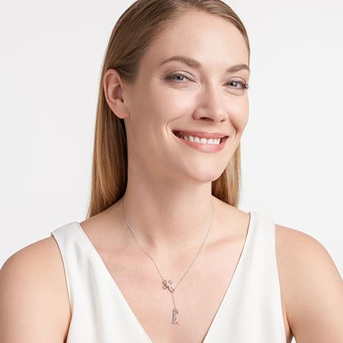 Faithful Loop Cross Y-Necklace, Sterling Silver Cubic Zirconia