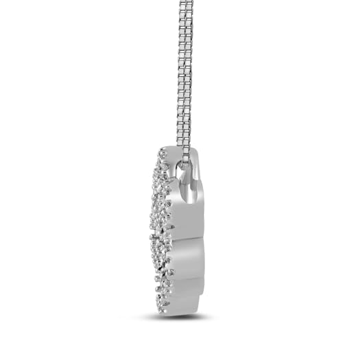 Sterling Silver Black & White Diamond Dog Paw Necklace