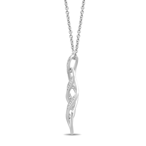 Women's Sterling Silver Diamond Twist Pendant Necklace, 18