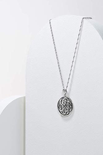 Celtic Knot Medallion Pendant Necklace, 18" Silver Jewelry