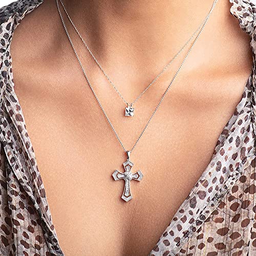 Princess Cut Cubic Zirconia Pendant Necklace, White Gold