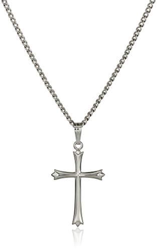 Sterling Silver Embossed Cross Pendant Necklace, 18
