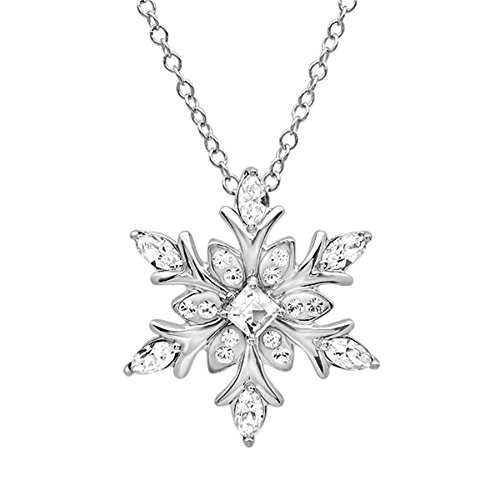Swarovski Crystal Snowflake Pendant Necklace in Sterling Silver