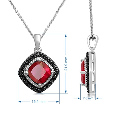 Sterling Silver Pendant Necklace with Ruby and Diamonds