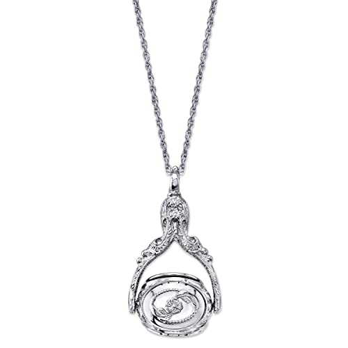 1928 Flower Spinner Locket Pendant Necklace - 30 Inches