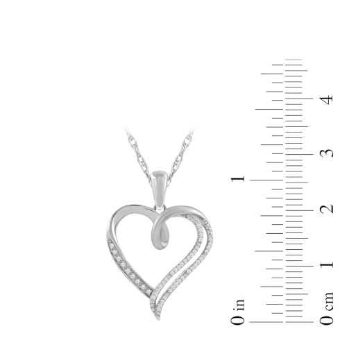 Women's Sterling Silver Diamond Heart Pendant Necklace - 18
