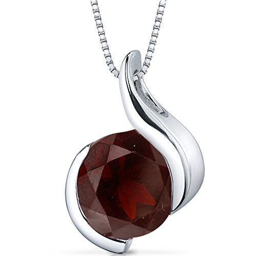 PEORA Garnet Wave Pendant Necklace, 925 Sterling Silver